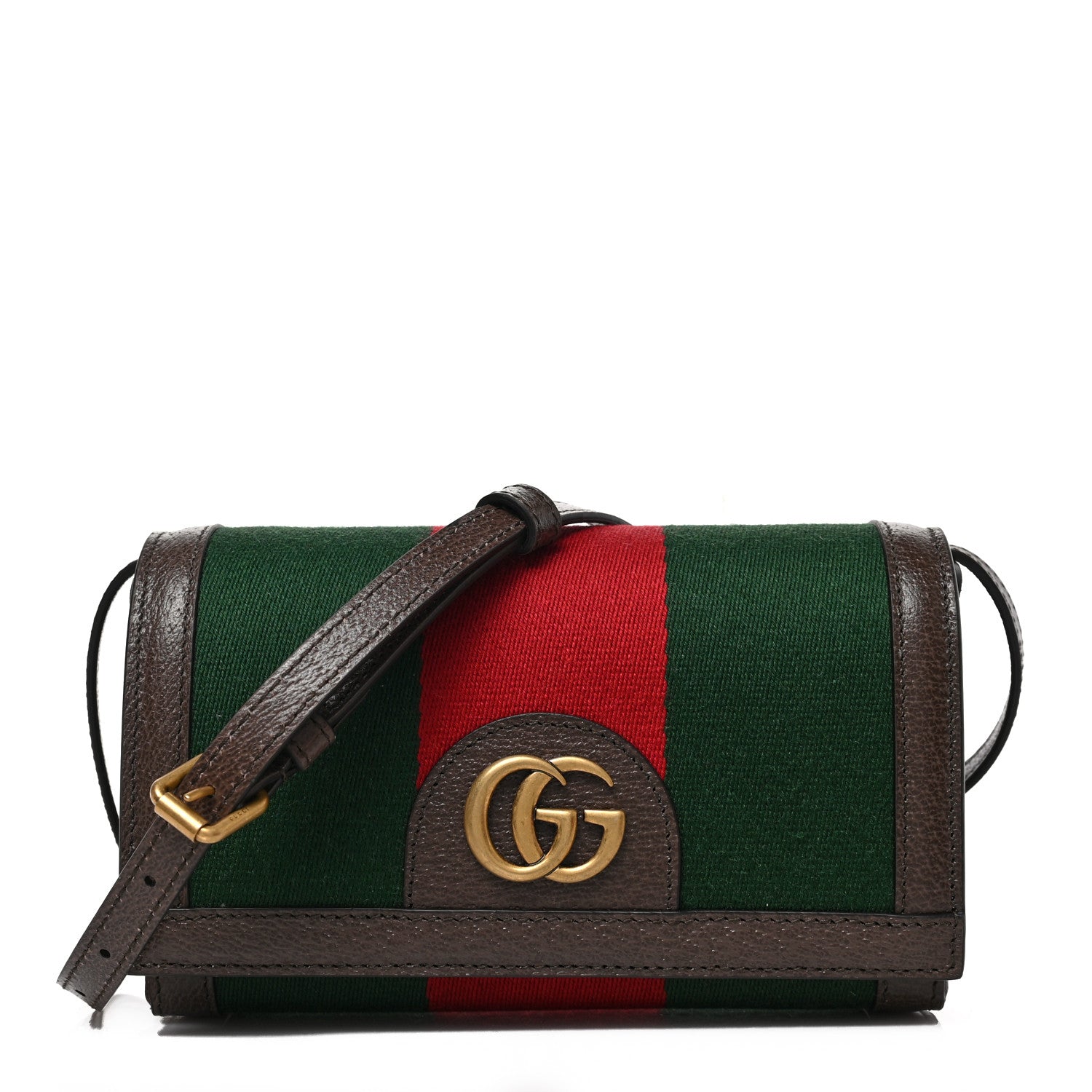Gucci Web Textured Dollar Calfskin Mini Double G Shoulder Bag Green Red New Acero 1 of 9