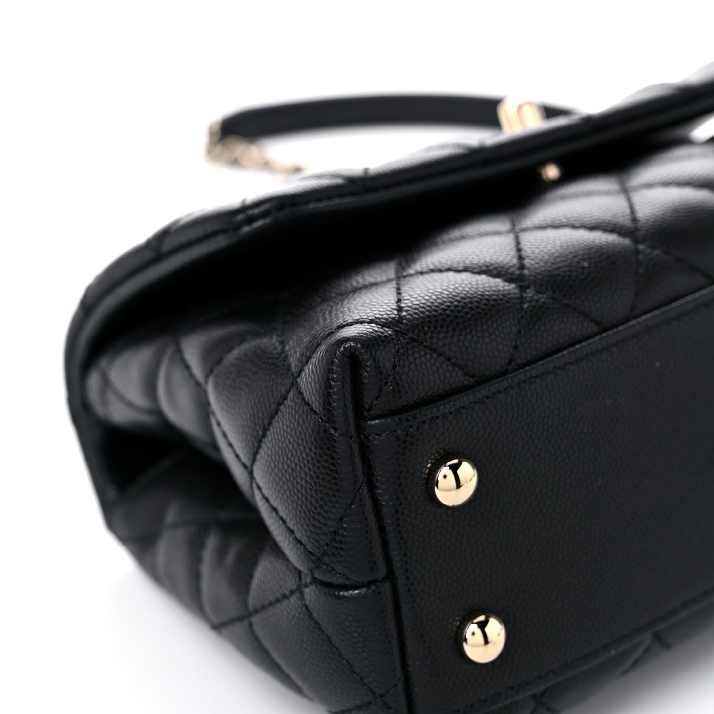 Caviar Quilted Mini Coco Handle Flap Black