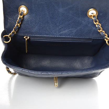 Chanel Crumpled Grained Calfskin Quilted Mini Two Tone Flap Blue 4 of 10