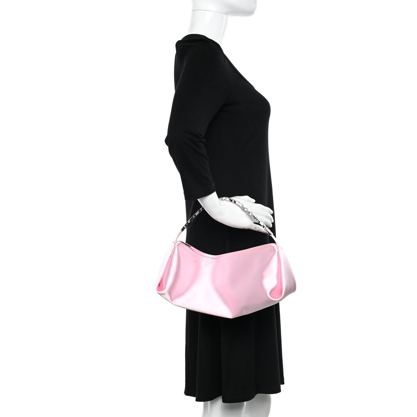 Satin Crystal Large Marquess Shoulder Bag Pink