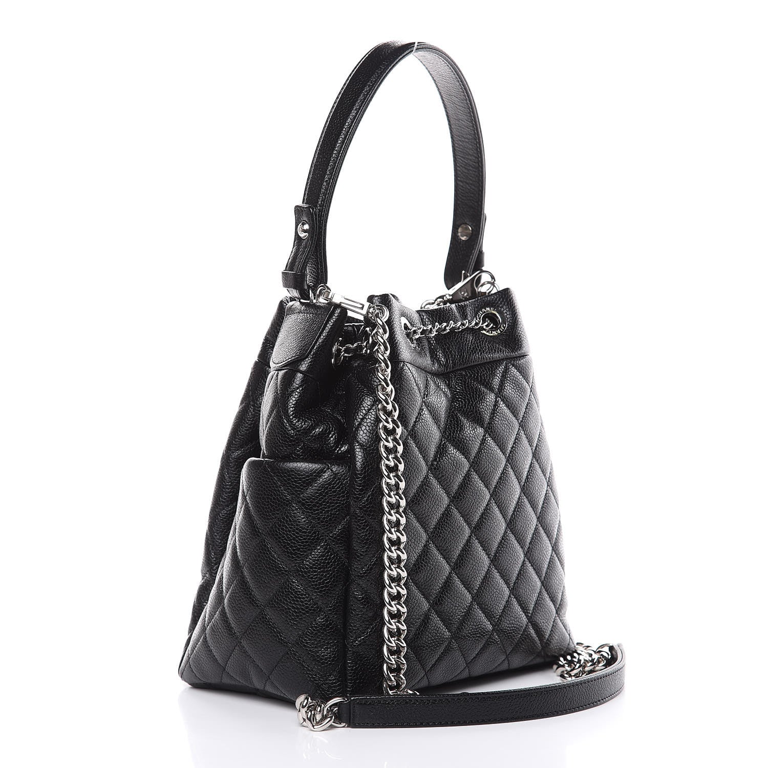 Chanel Caviar Quilted Small Chain Bucket Bag Black 3 of 10