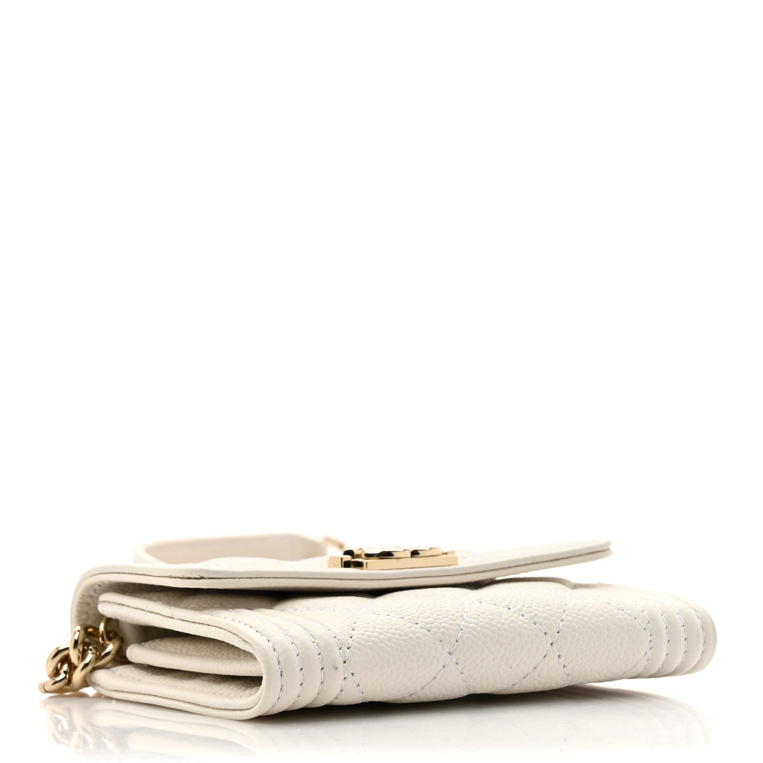 Chanel Caviar Quilted Boy Card Holder On Chain White 4 of 12