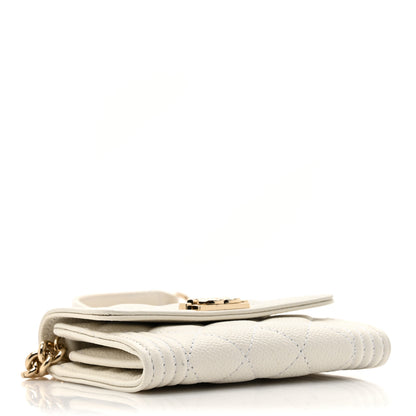 Chanel Caviar Quilted Boy Card Holder On Chain White 4 of 12