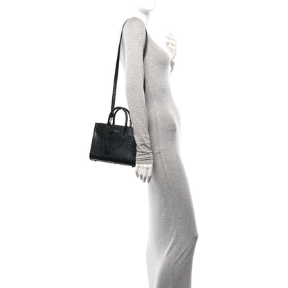 Saint Laurent Calfskin Crocodile Embossed Nano Sac De Jour Black 2 of 11