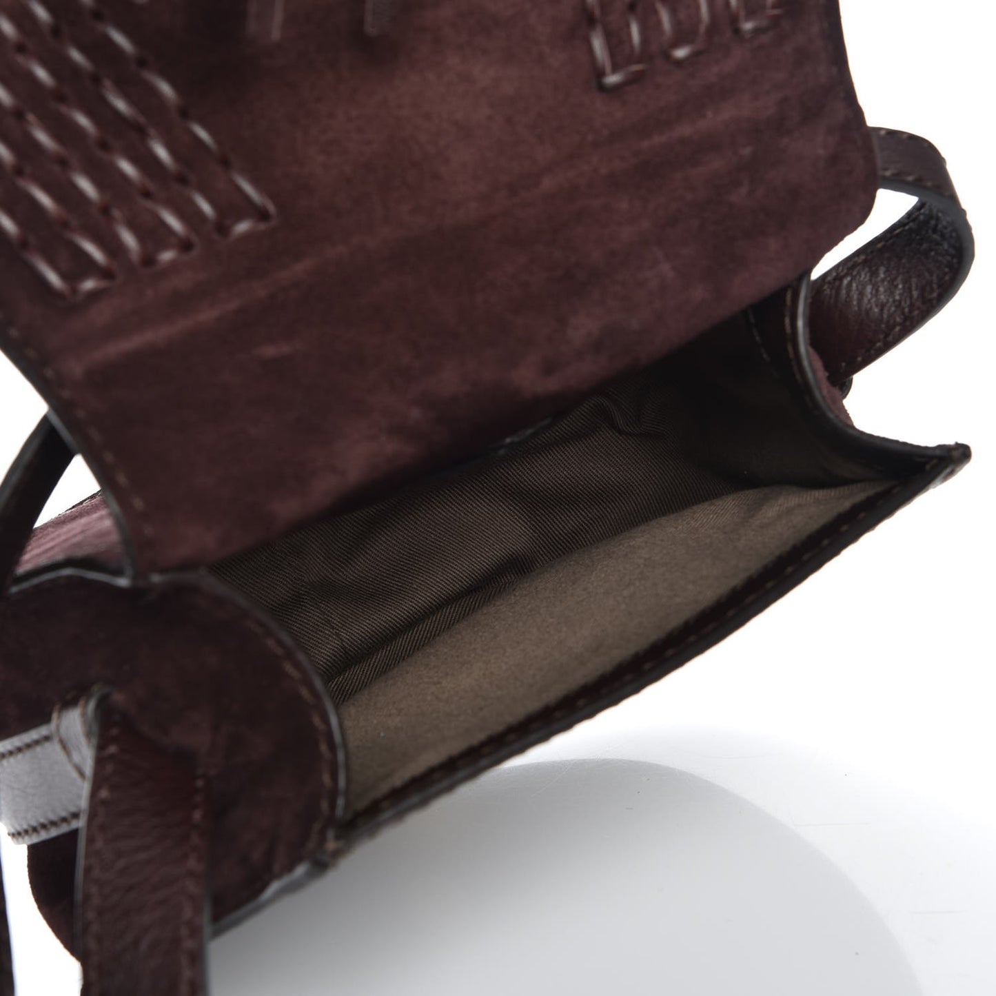 Suede Calfskin Braided Mini Marcie Round Crossbody Bag Carbon Brown