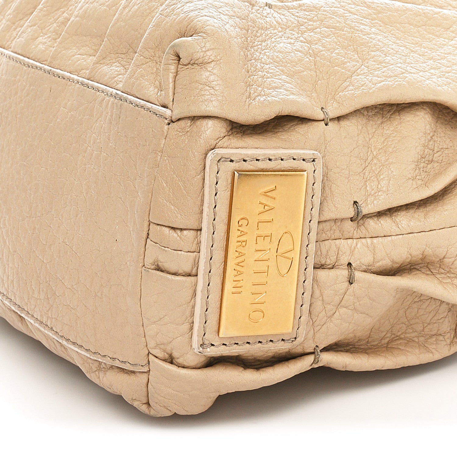 Valentino Garavani Lambskin Pleated Studded Maizeon Tote Beige 10 of 12