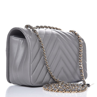 Chanel Calfskin Chevron Quilted Mini Statement Flap Grey 4 of 9