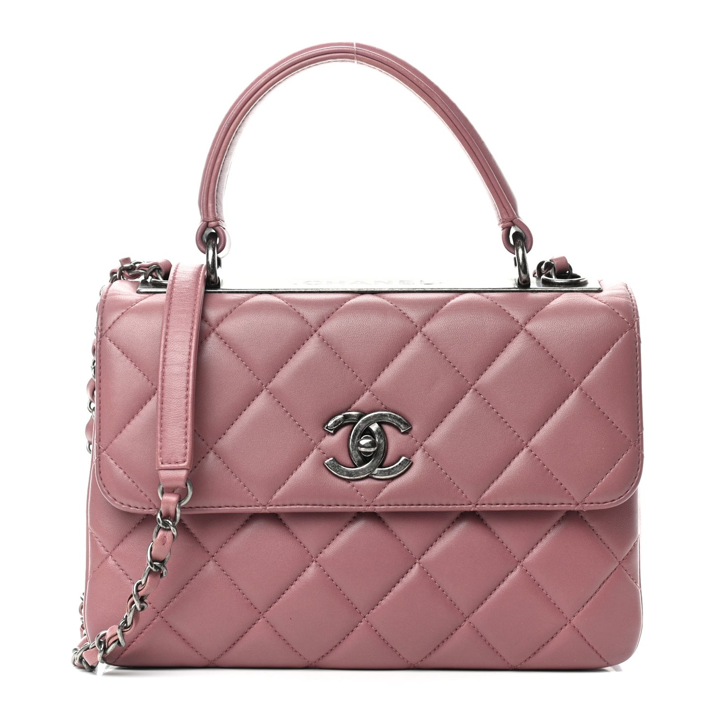 Lambskin Quilted Small Trendy CC Dual Handle Flap Bag Purple