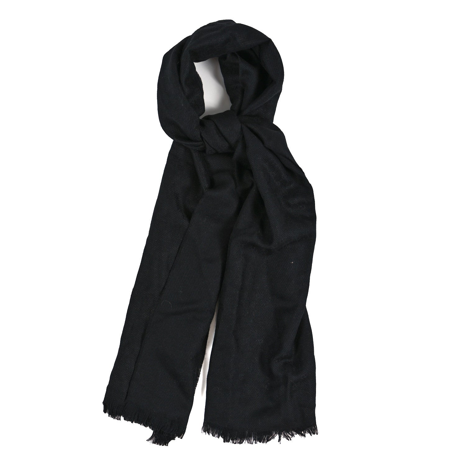Gucci Wool Silk GG Monogram Scarf Black 1 of 3