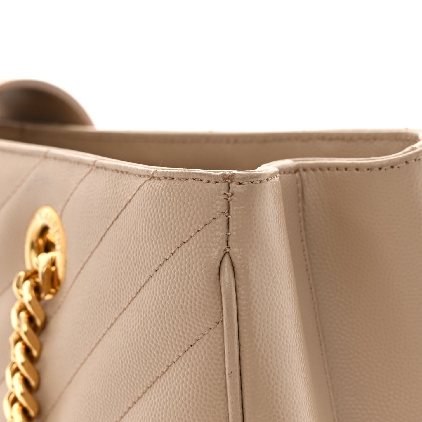 Grain De Poudre Matelasse Chevron Monogram Shopping Bag Dark Beige