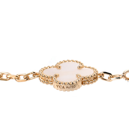 Van Cleef & Arpels 18K Yellow Gold Mother of Pearl 5 Motifs Vintage Alhambra Bracelet 5 of 7