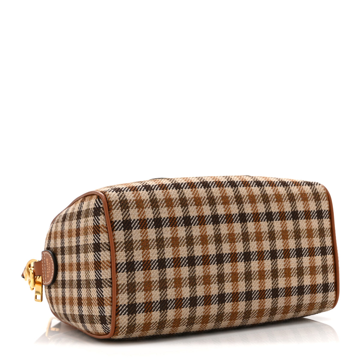 Tweed Calfskin Triomphe Small Boston Bag Tan