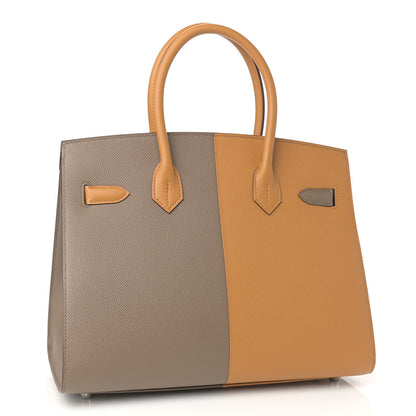 Hermes Epsom Casaque Birkin Sellier 30 Etoupe Sesame Bleu Indigo 2 of 9