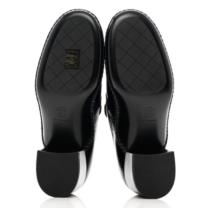 Chanel Shiny Calfskin Metal CC Loafers 37 Black 5 of 9