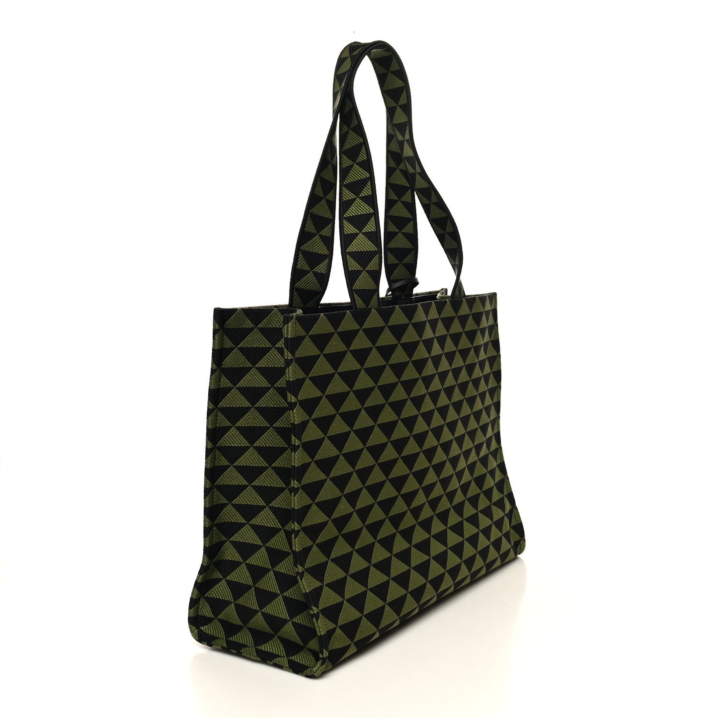 Jacquard Saffiano Triangolo Symbole Embroidered Shopping Tote Black Edera