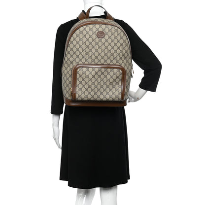 Gucci GG Supreme Monogram Textured Calfskin Retro Interlocking G Backpack Brown Beige 2 of 10