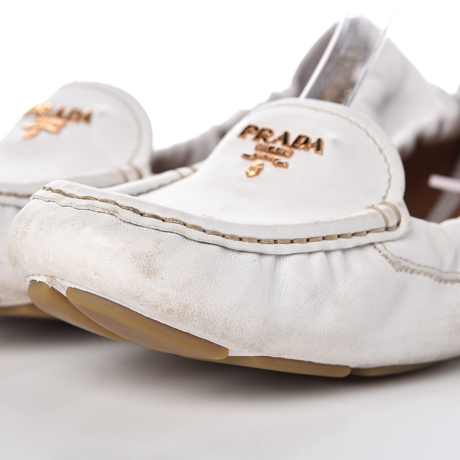 Prada Vitello Daino Logo Loafers 40 Talco 11 of 14