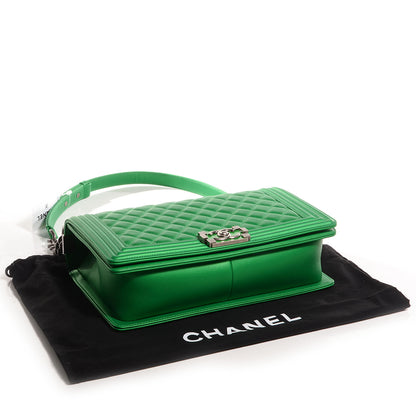 Chanel Metallic Calfskin Quilted Large Boy Flap Green 4 of 7