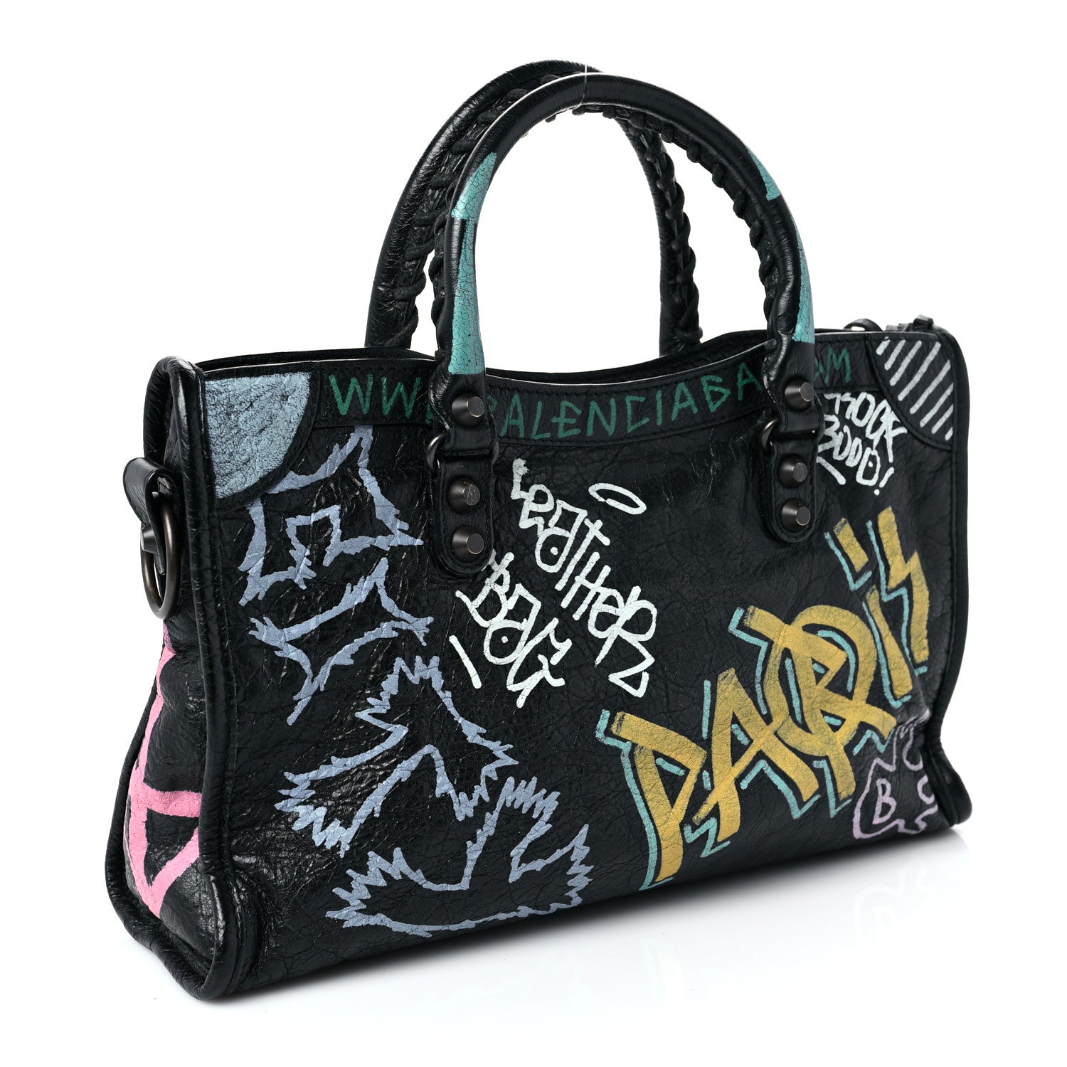 Balenciaga Agneau Graffiti All Over Classic Hardware S City Black Multicolor 2 of 7
