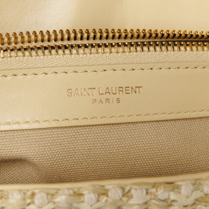 Saint Laurent Raffia Quilted Medium Loulou Chain Satchel Natural 7 of 13