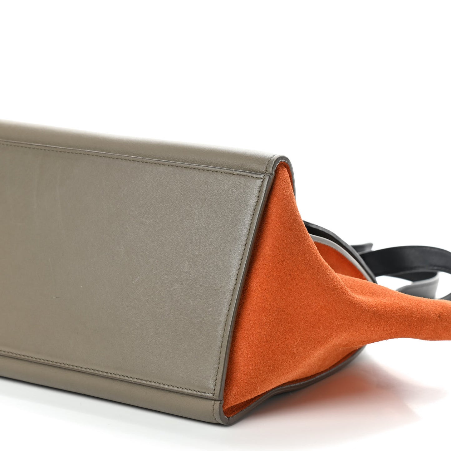 Smooth Calfskin Suede Small Tri-Color Trapeze Orange