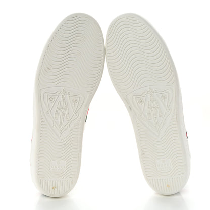 Gucci Calfskin Miro Soft Web Heart Cut Out Womens Ace Sneakers 41 White Light Hibiscus Red New Shamarock 5 of 12