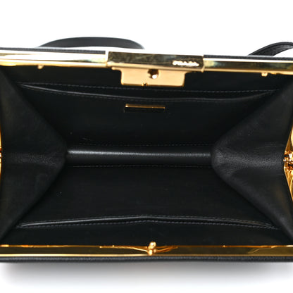Prada Saffiano City Calfskin Light Frame Bag Black 4 of 8