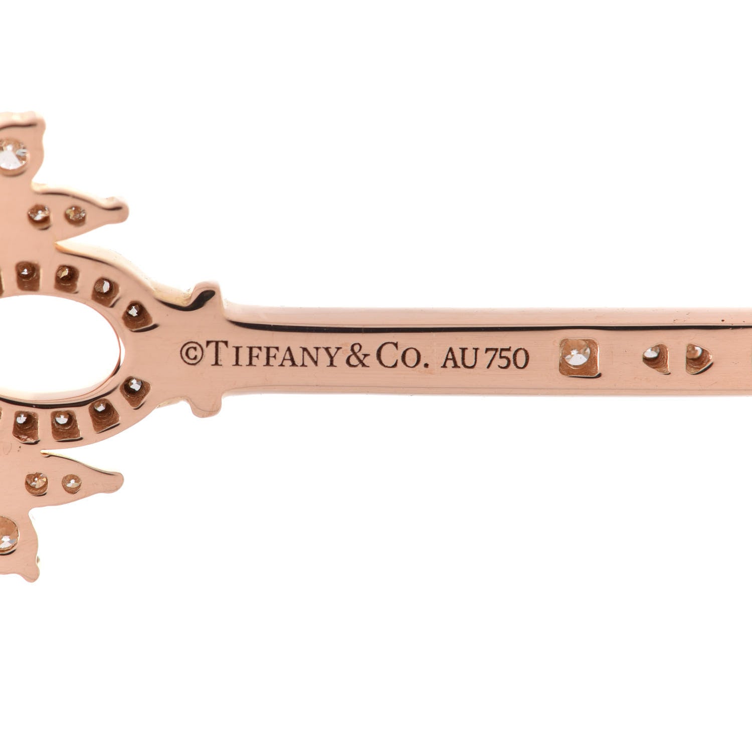 Tiffany 18K Rose Gold Diamond Large Victoria Key Pendant Necklace 5 of 7