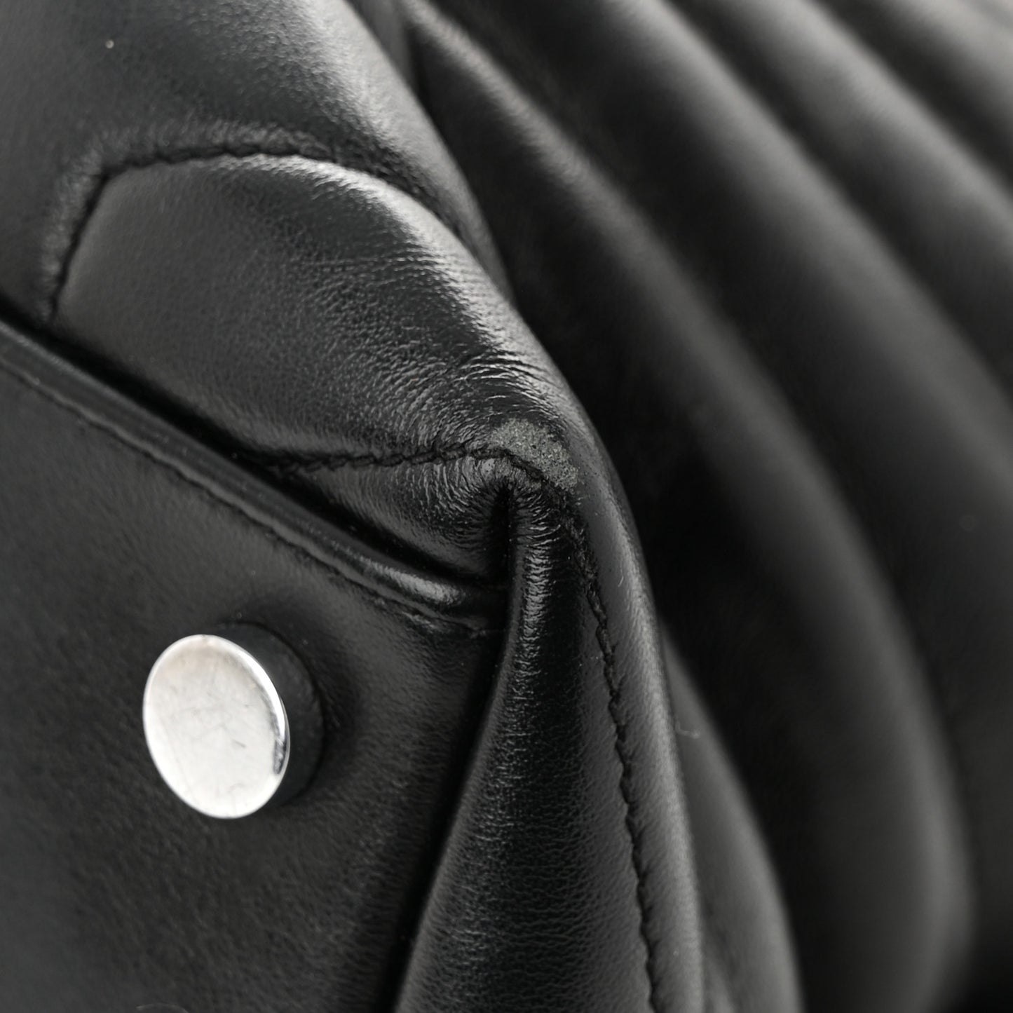 Calfskin Y Quilted Monogram Large Loulou Chain Satchel Black