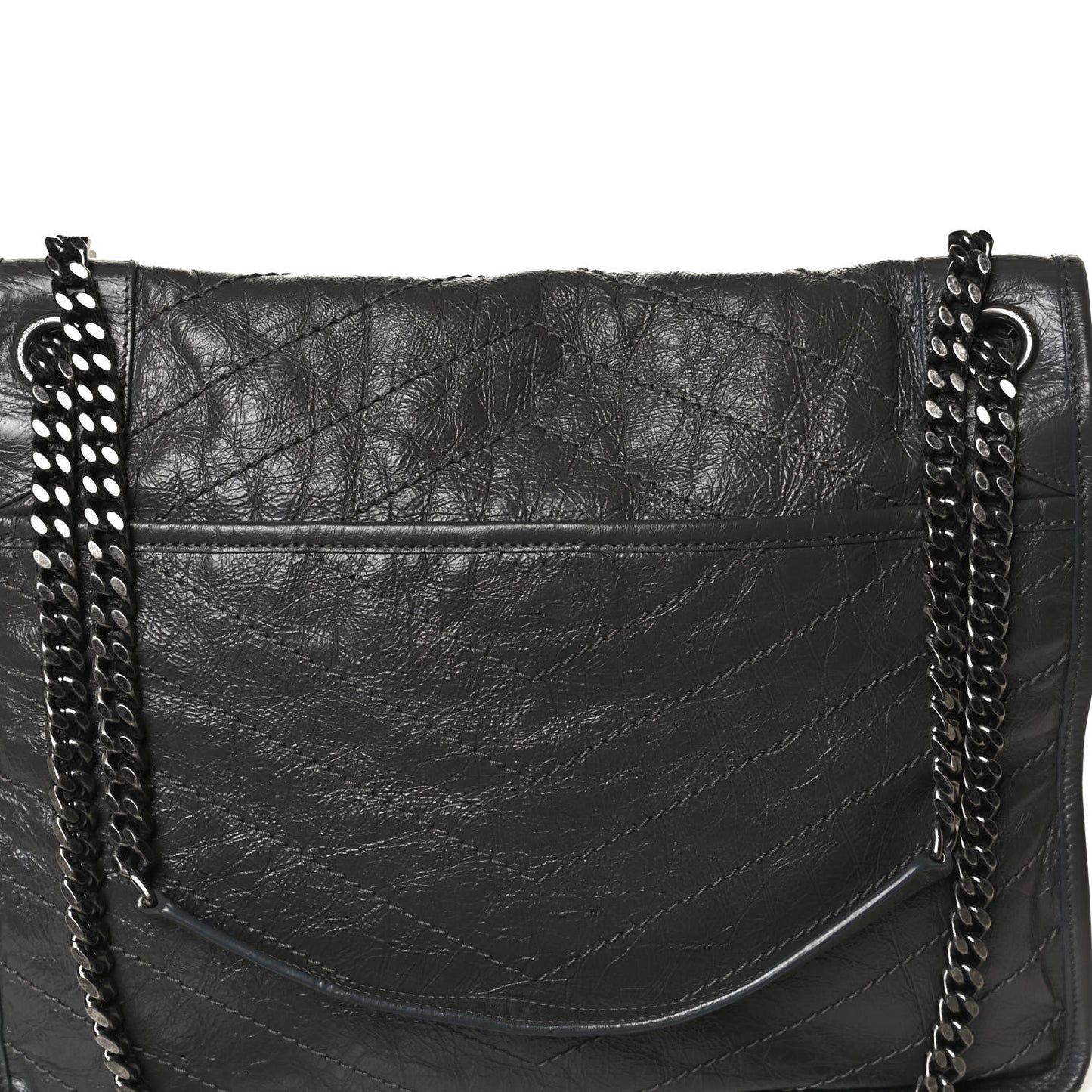 Crinkled Calfskin Matelasse Monogram Large Niki Chain Satchel Storm