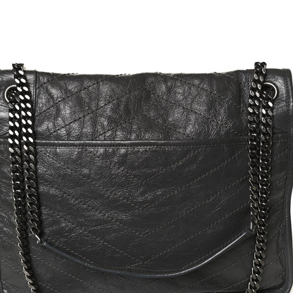 Saint Laurent Crinkled Calfskin Matelasse Monogram Large Niki Chain Satchel Storm 15 of 17
