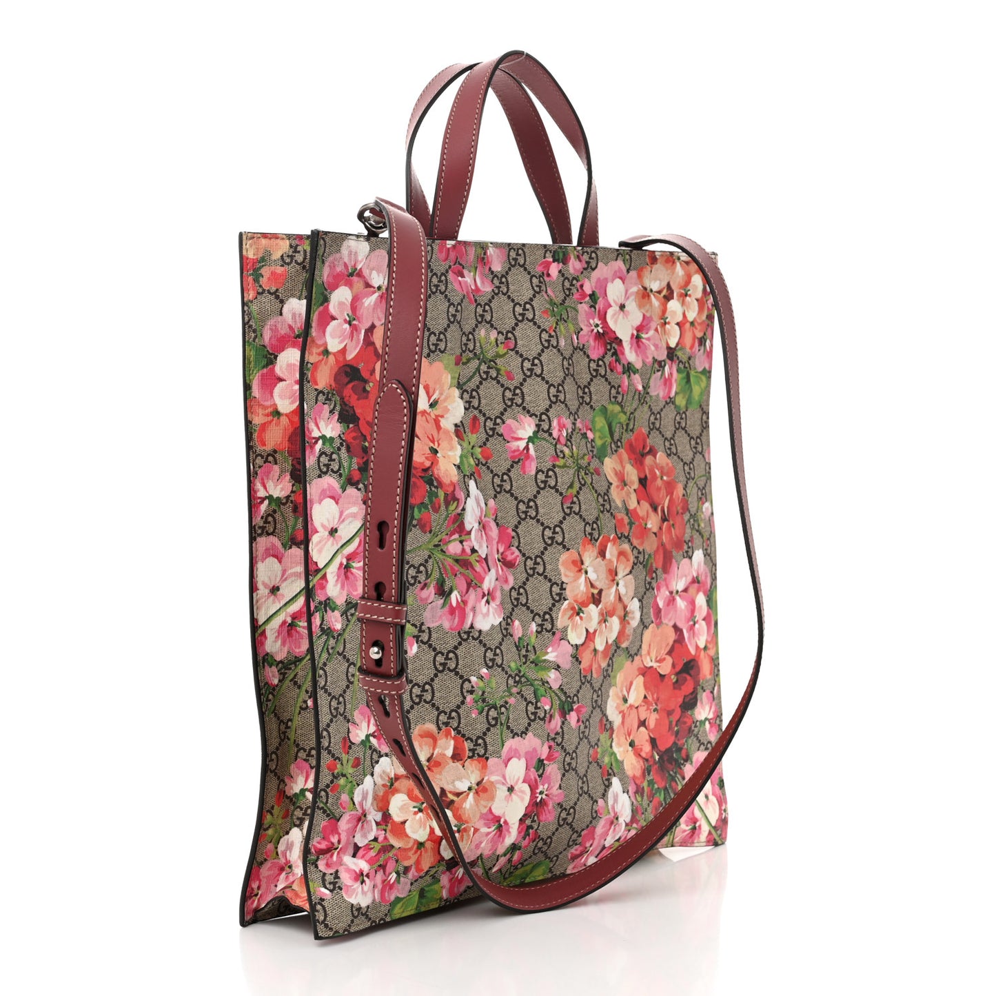 Soft GG Supreme Monogram Blooms Vertical Tote Beige Multicolor Dry Rose