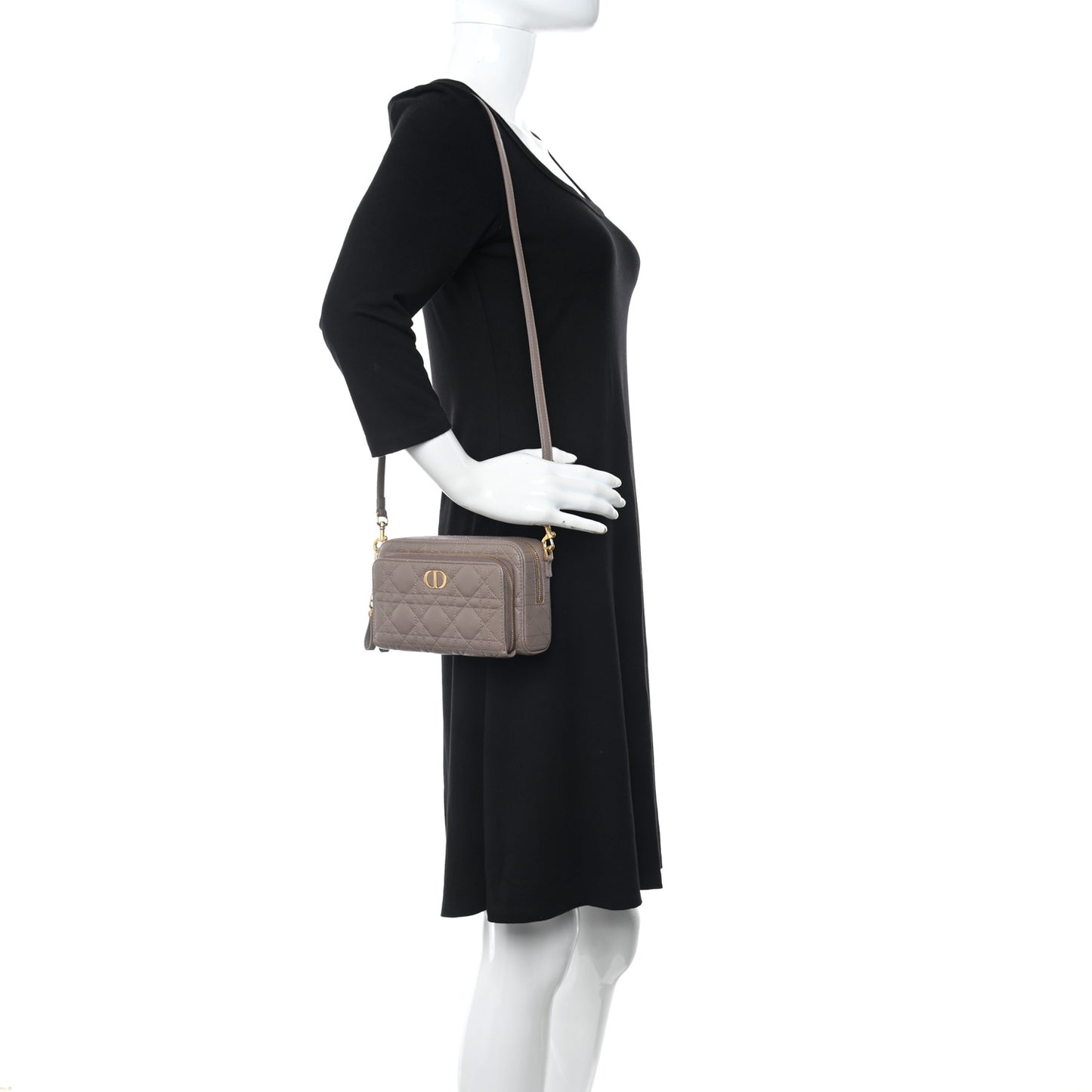 Supple Calfskin Caro Double Pouch Warm Taupe