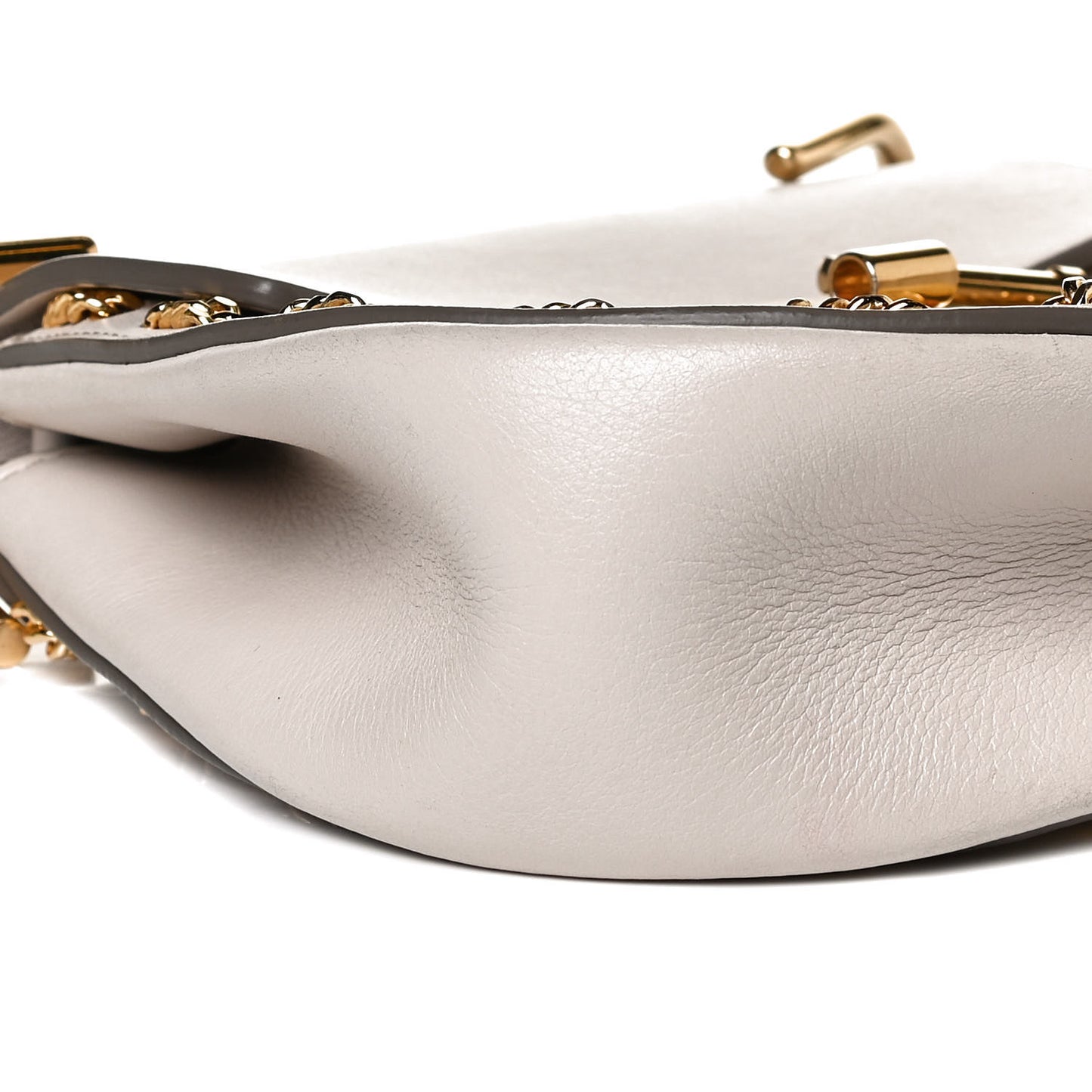 Calfskin Mini Drew Chain Shoulder Bag White