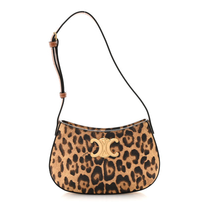 Celine Canvas Calfskin Medium Tilly Triomphe Shoulder Bag Leopard 1 of 9