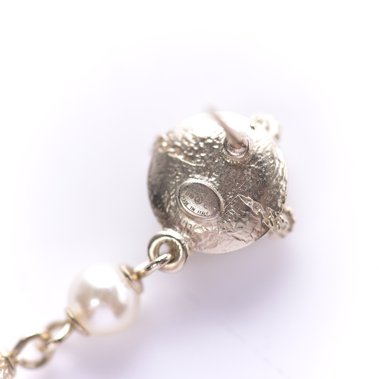 Chanel Pearl Crystal CC Drop Earrings Gold 5 of 7