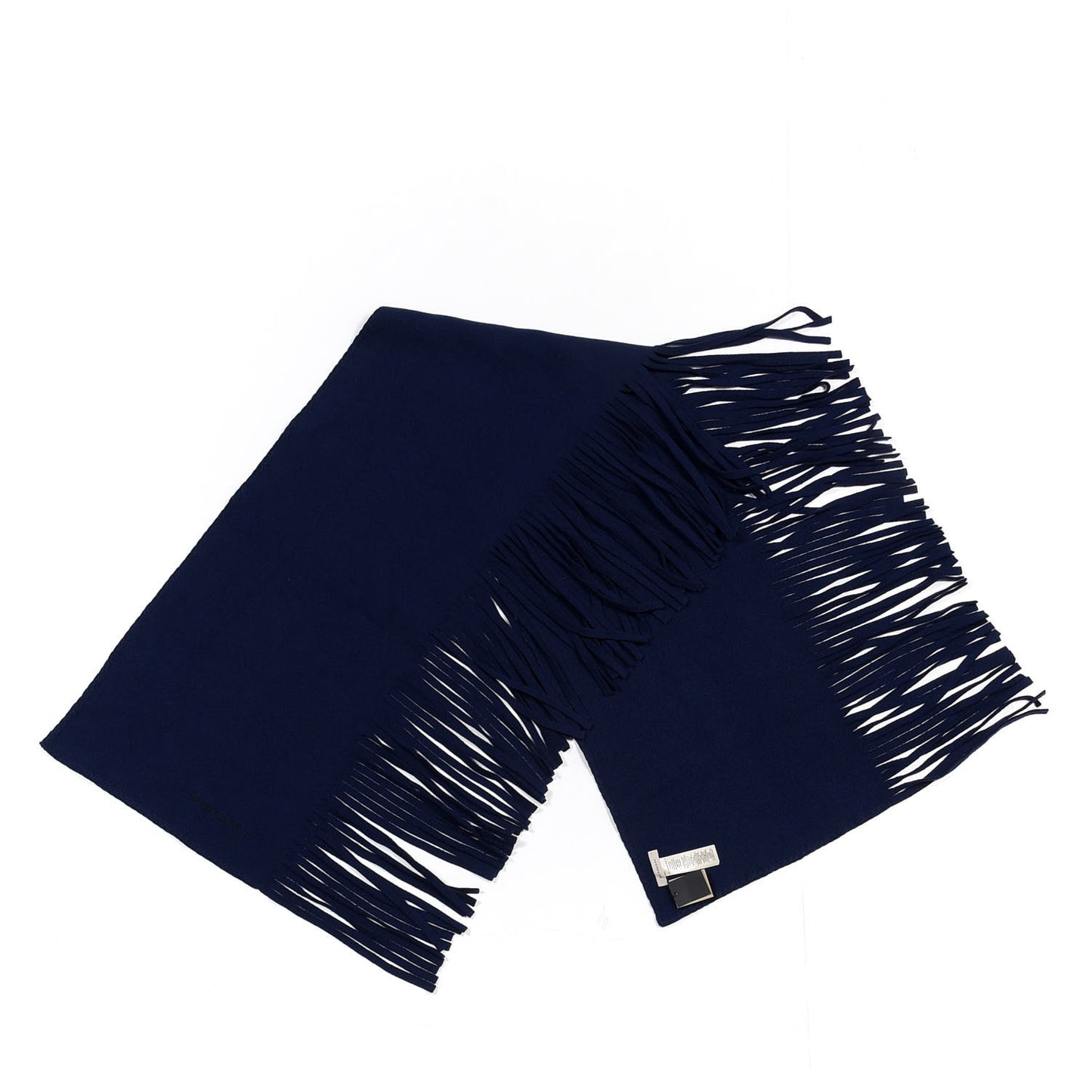Wool Cashmere Felted Fringe Scarf Navy