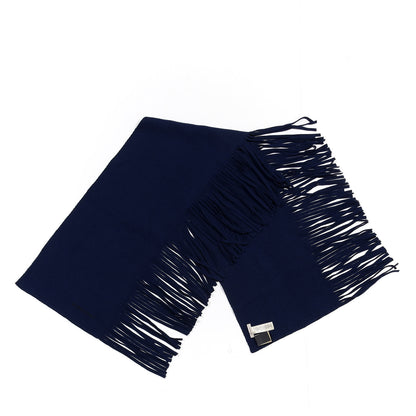 Burberry Wool Cashmere Felted Fringe Scarf Navy 2 of 3