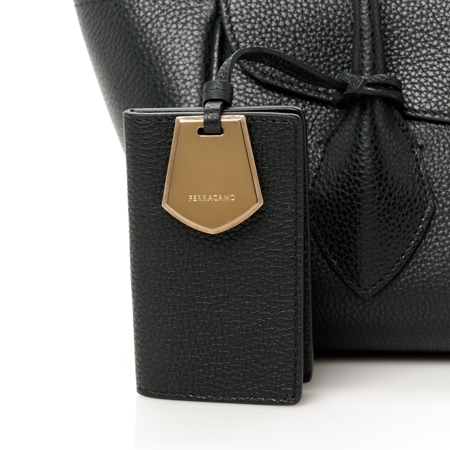 Hammered Calfskin Small Firenze East West Tote Bag Black