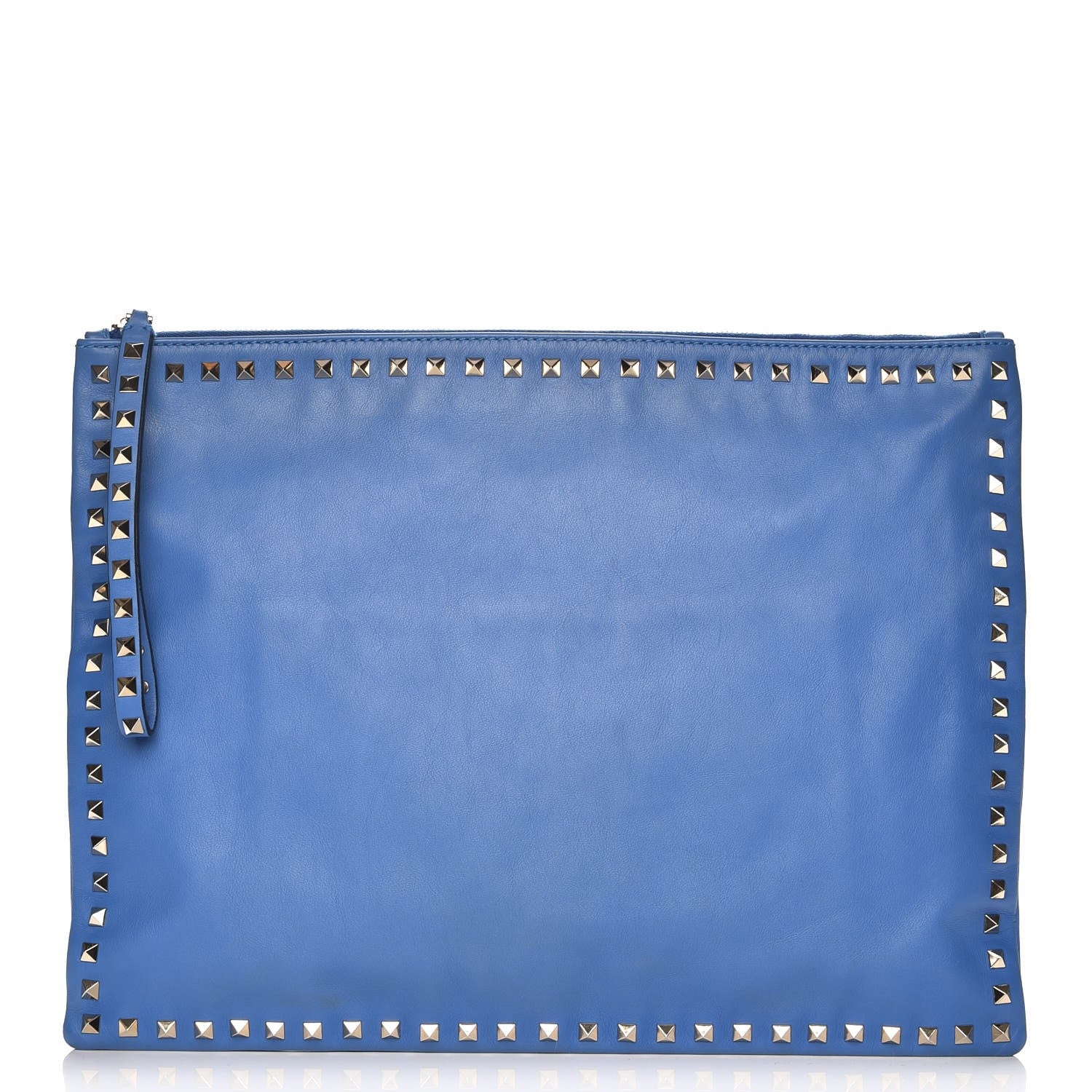 Valentino Garavani Vitello Oversized Rockstud Zip Wristlet Pouch Light Sapphire 1 of 7