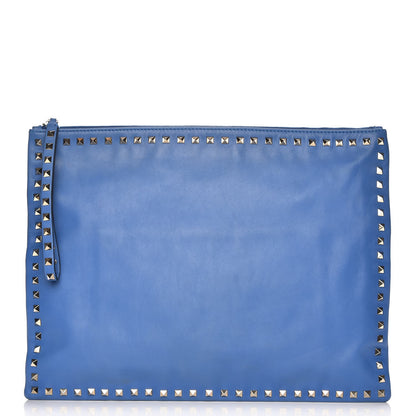 Valentino Garavani Vitello Oversized Rockstud Zip Wristlet Pouch Light Sapphire 1 of 7