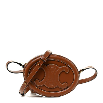 Celine Smooth Calfskin Cuir Small Triomphe Oval Crossbody Purse Tan 1 of 9