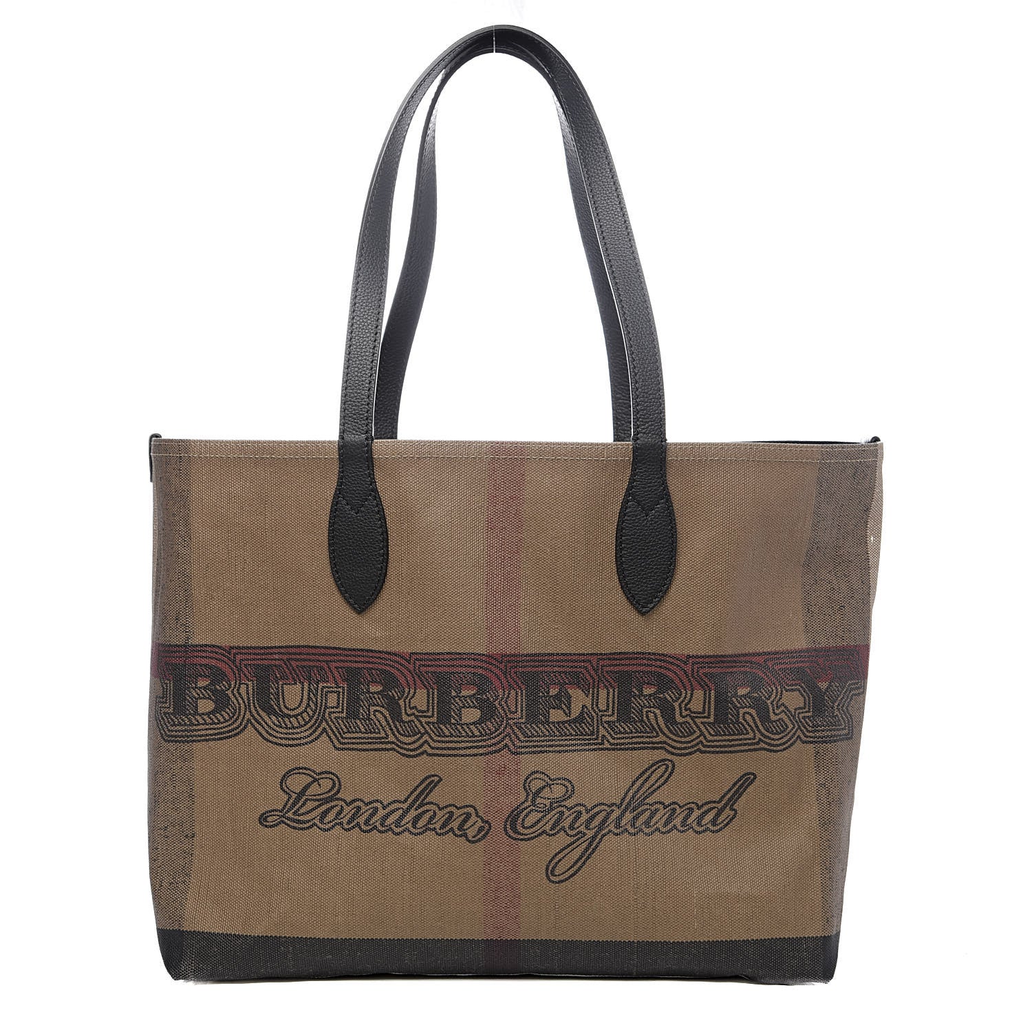 Burberry Coated Canvas Mega Check Medium Doodle Tote Black 1 of 16