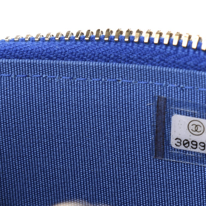 Chanel Raffia Jute Striped Small Vanity Case With Chain Blue Beige 9 of 11