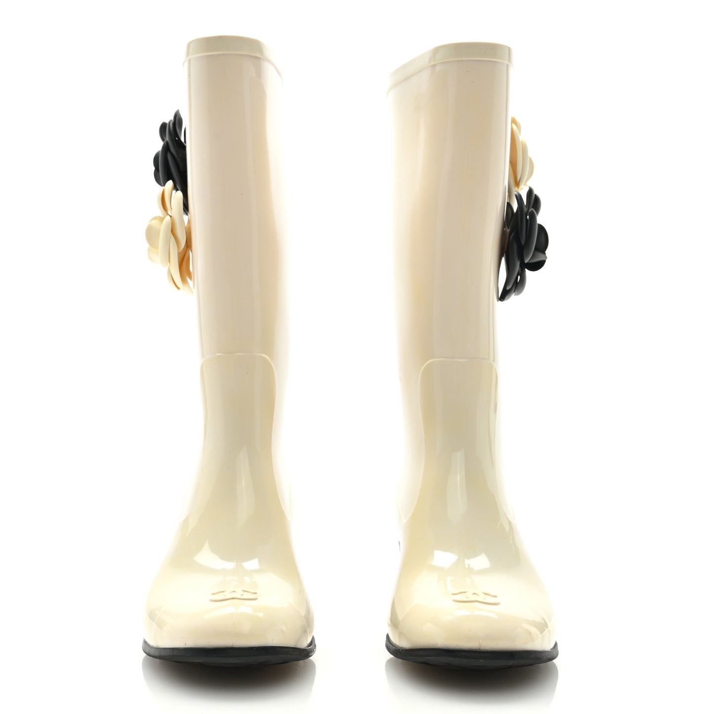 Rubber Camellia Rain Boots 36 Off White