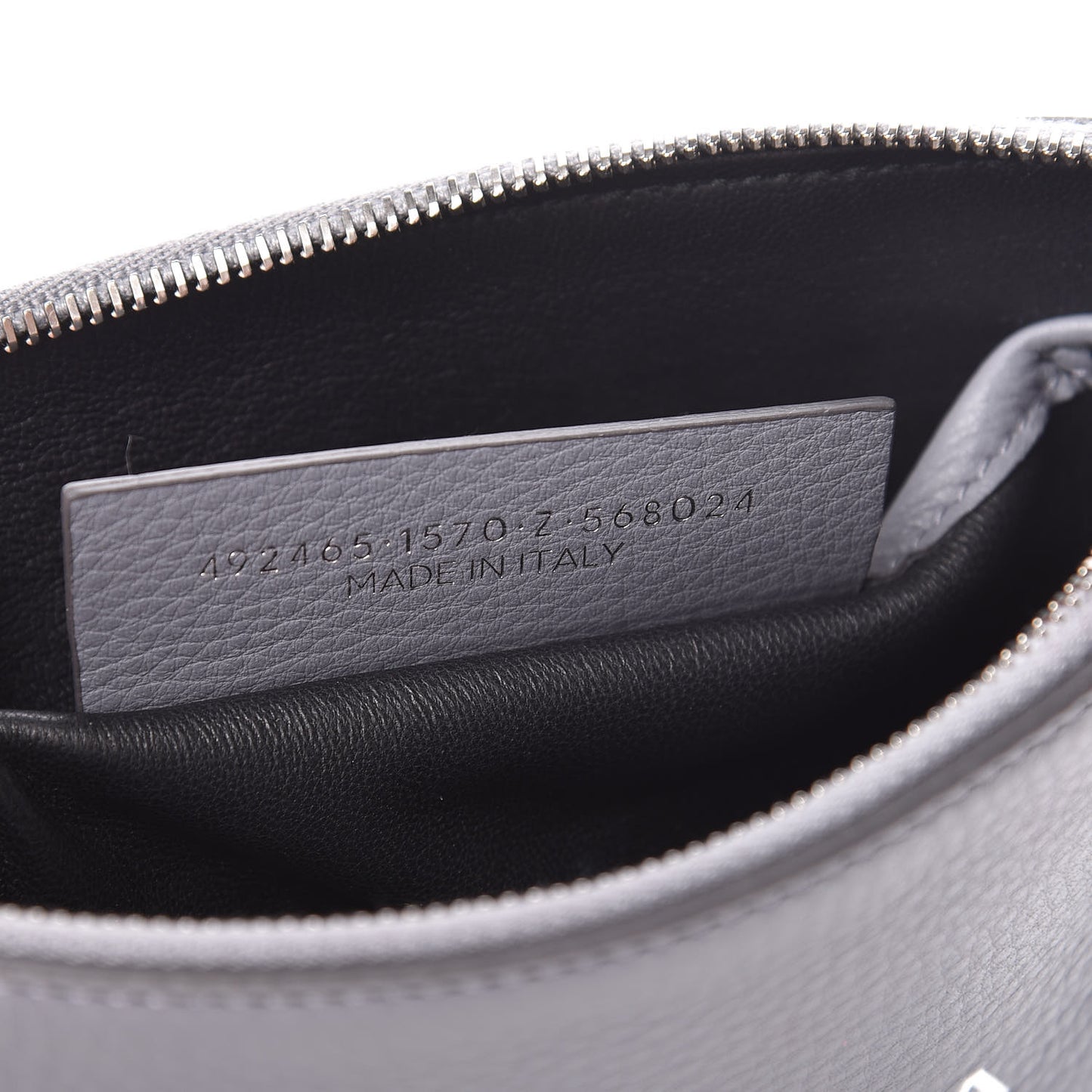 Calfskin Logo Medium Everyday Pouch Gris Perle Fonce White