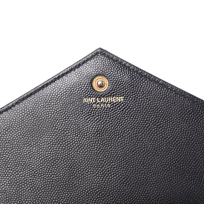 Saint Laurent Grain De Poudre Matelasse Chevron Monogram Chain Wallet Black 5 of 10