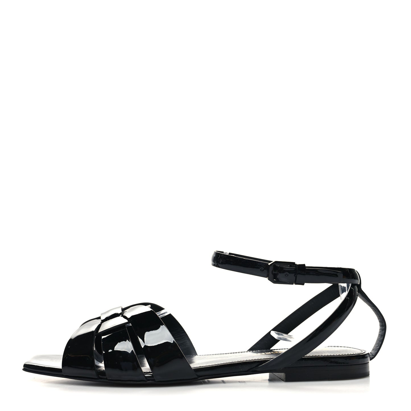 Patent Calfskin Tribute 05 Ankle Strap Sandals 36.5 Black