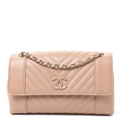 Chanel Calfskin Quilted Medium Daily Chevron Flap Beige 1 of 10