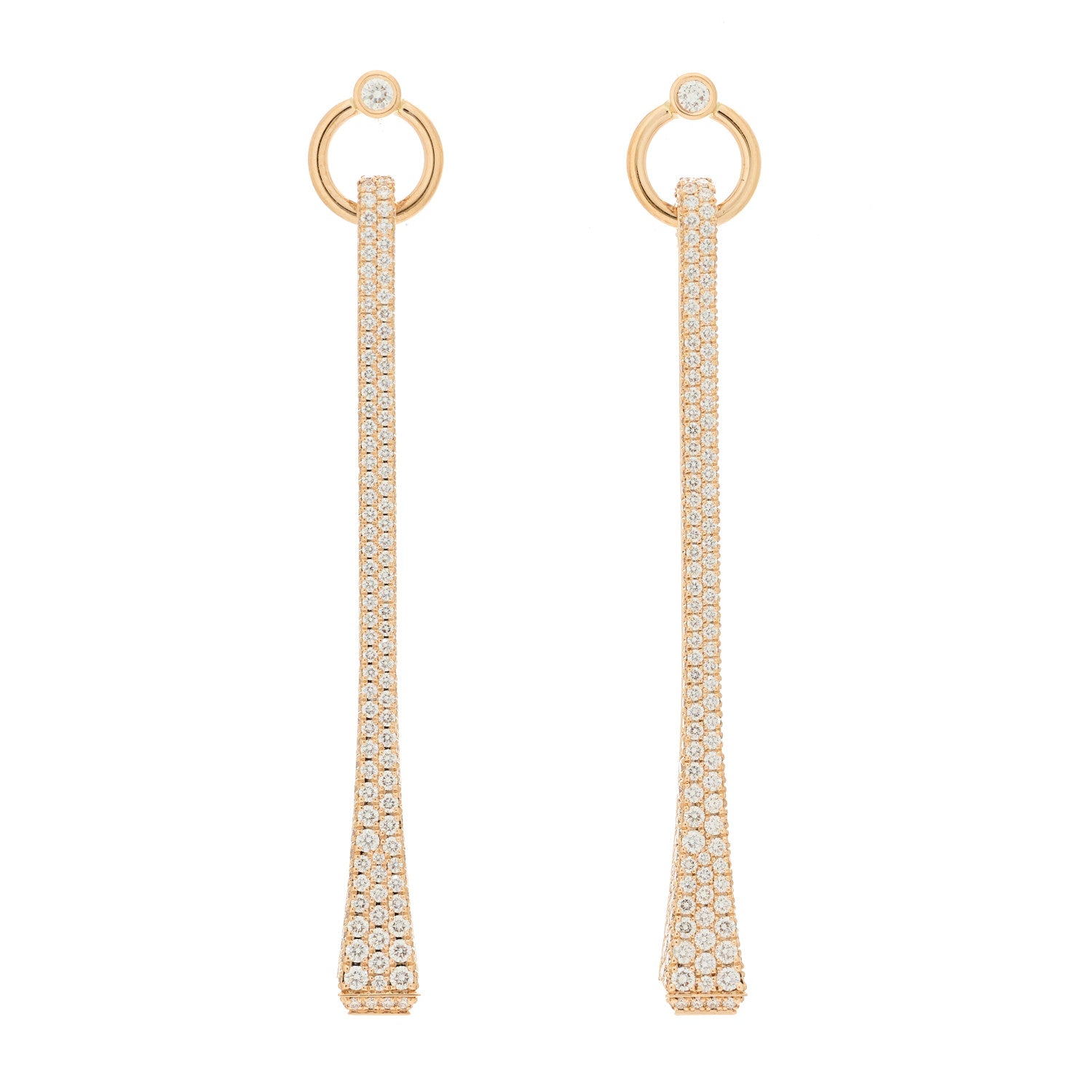 Hermes 18K Rose Gold Diamond Clou De Forge Drop Earrings 1 of 7